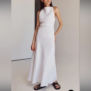DIISH ROSE WHITE LINEN MAXI DRESS